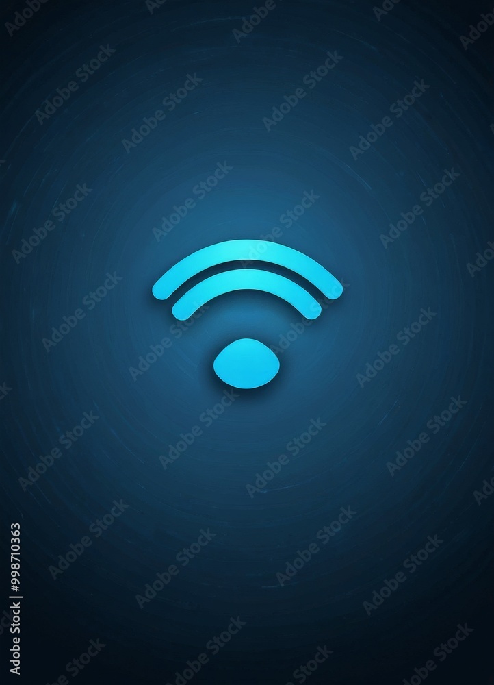 Poster a blue wifi symbol is centered against a dark blue gradient background
