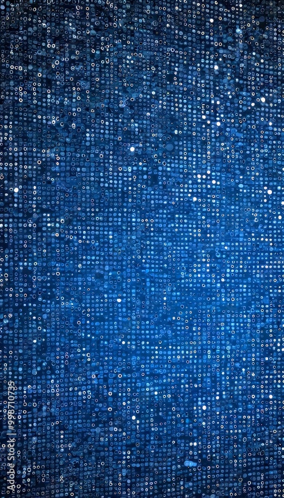 Poster a dark blue background with numerous small white dots scattered throughout, creating a textured and sparkling effect