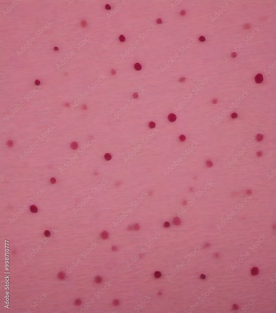 Fototapete a close-up view of a pink surface with numerous small red dots scattered across it, creating a textured and speckled appearance.