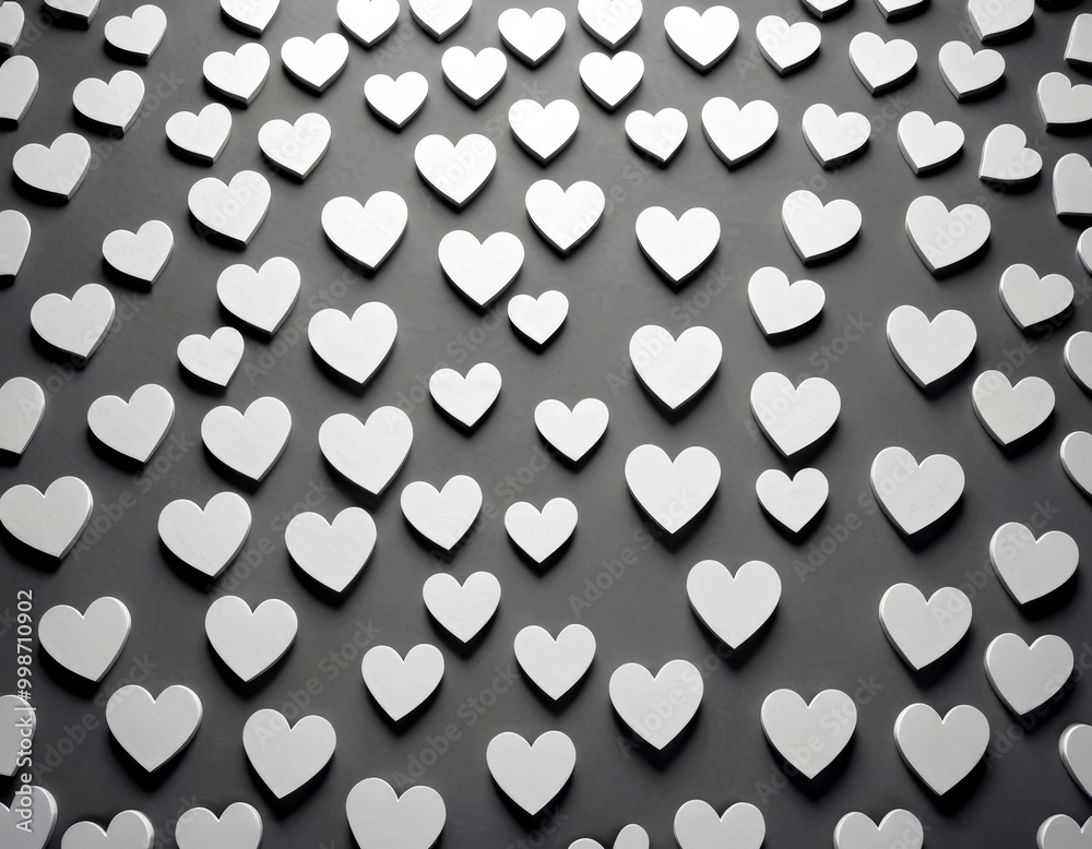 Poster a grid of white hearts on a gray background