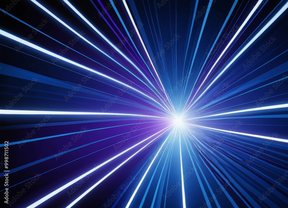 Fototapete a vibrant abstract composition of blue and purple lines radiating outwards from a central point, cre