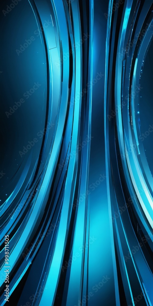 Aufkleber a striking abstract composition of curved lines in shades of blue, creating a sense of depth and movement The lines are arranged in a diagonal pattern, with some appearing