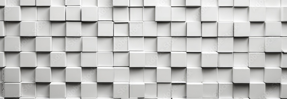 Poster A white cube grid pattern, with each cube having a slightly different shade of gray, creating a visually striking and abstract background