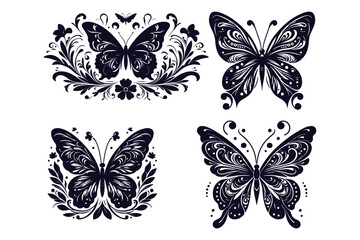 Butterfly silhouette vector illustrations