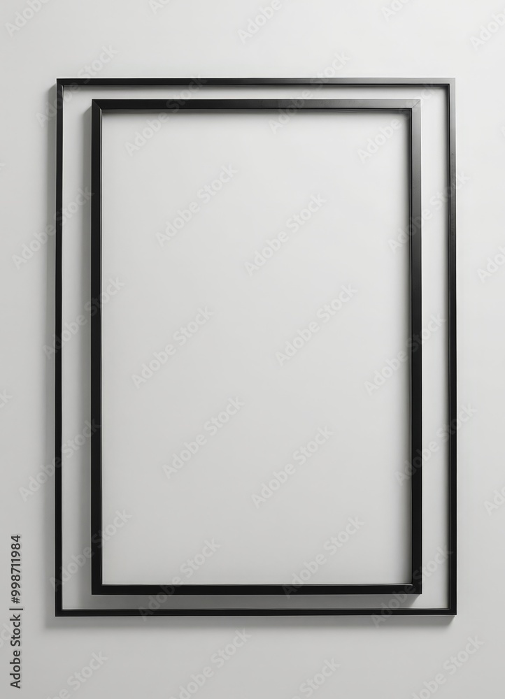 Fototapete two black frames are arranged vertically on a white wall, creating a minimalist and clean visual eff