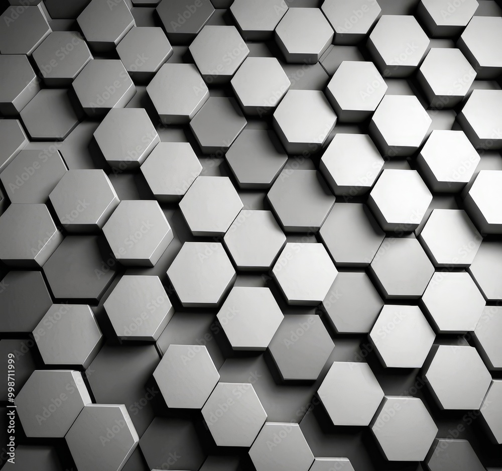 Aufkleber A repeating pattern of hexagonal shapes in varying shades of gray, creating a visually striking and geometric design
