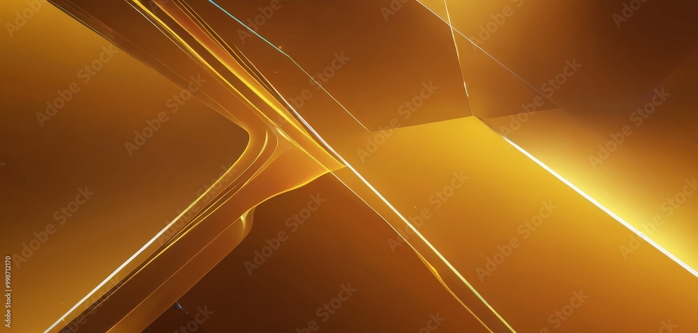 Fototapete a striking abstract composition of intersecting lines and curves in shades of gold and brown, creating a sense of depth and movement