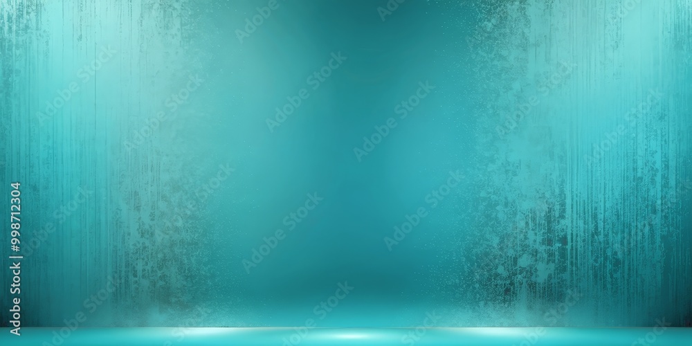 Aufkleber a serene, turquoise-colored room with a smooth, gradient wall The walls are adorned with vertical lines that create a sense of depth and dimension The