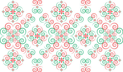 Hmong ethnic fabric patterns are spiral lines connected in shapes and flowers, which combine traditional and modern designs, used in clothing design.