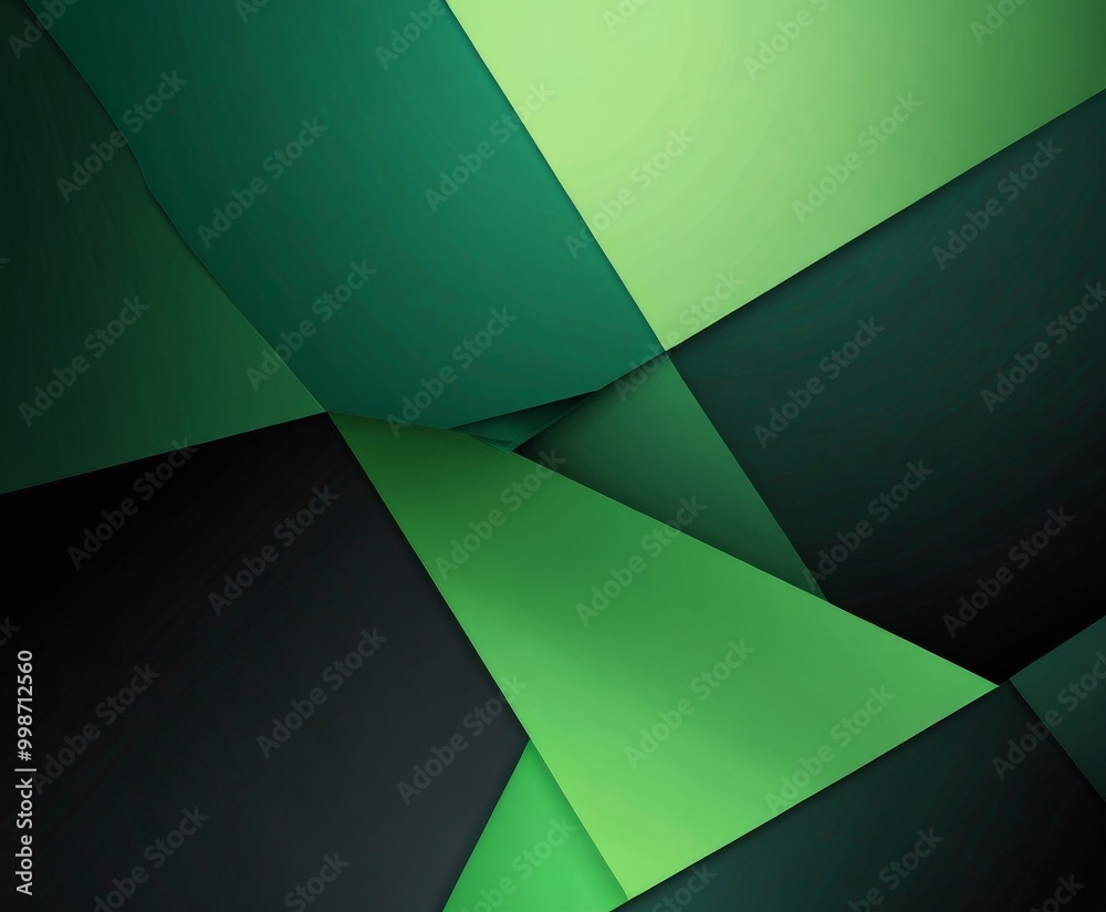 Aufkleber a geometric pattern composed of overlapping green and black triangles, creating a visually striking abstract design