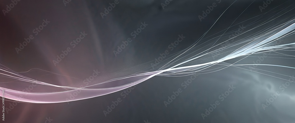 Poster a dark, abstract background with a series of white, curved lines that appear to be emanating from the center, creating a sense of movement and dynamism