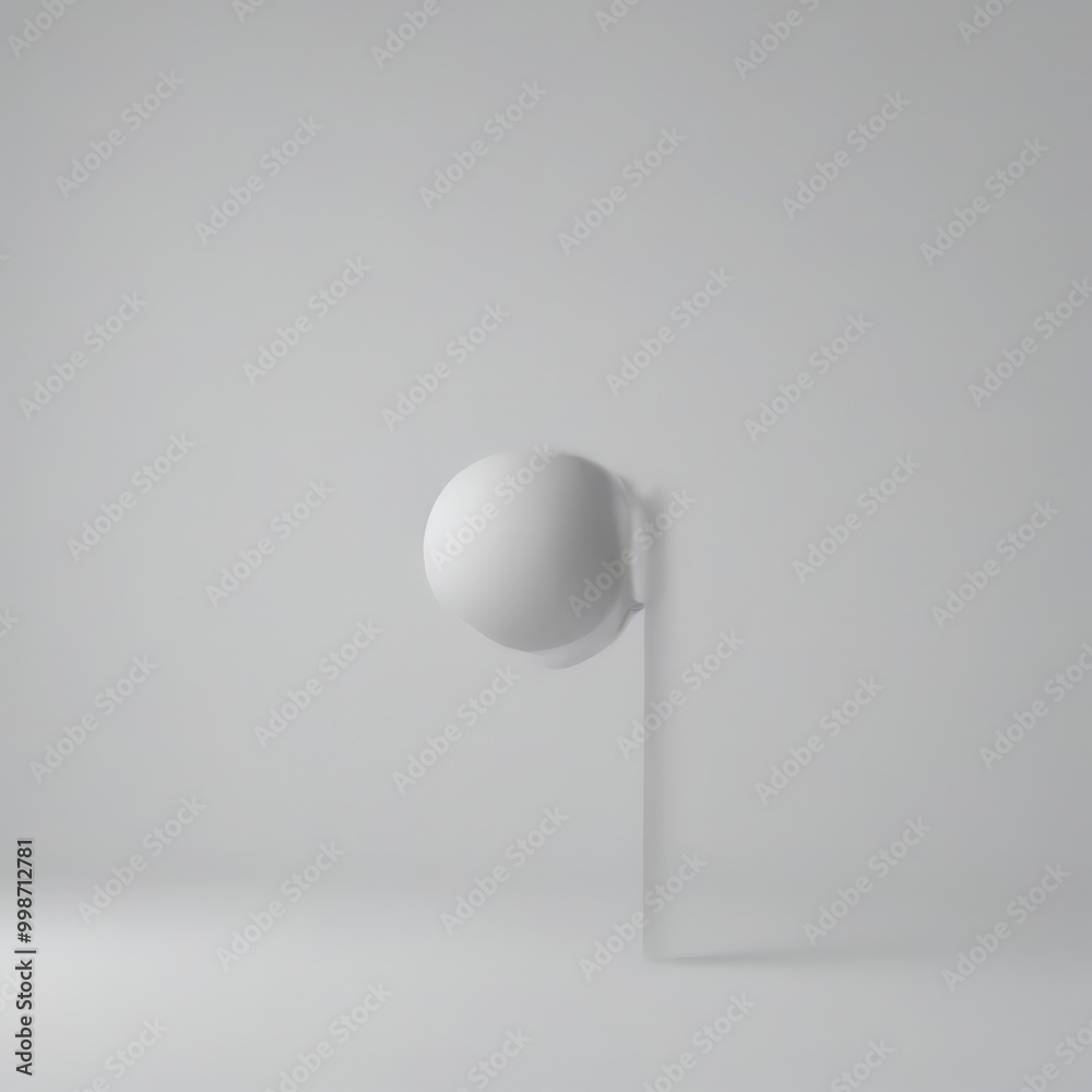 Fototapete a white sphere is suspended from a thin white pole, creating a minimalist and abstract composition a