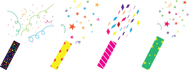 popper confetti. confetti explosion, fireworks. vector doodle style eps10