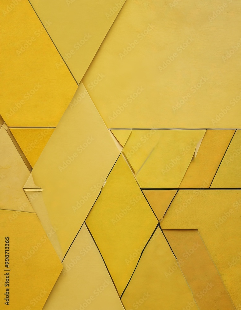Aufkleber a geometric pattern composed of overlapping yellow triangles and rectangles, creating a visually striking and abstract design