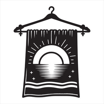 recommend clip art: Hanging towel silhouette on white background
                    