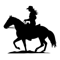 Horseback woman riding on galloping horse Silhouette 