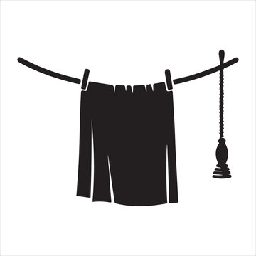 recommend clip art: Hanging towel silhouette on white background
                    