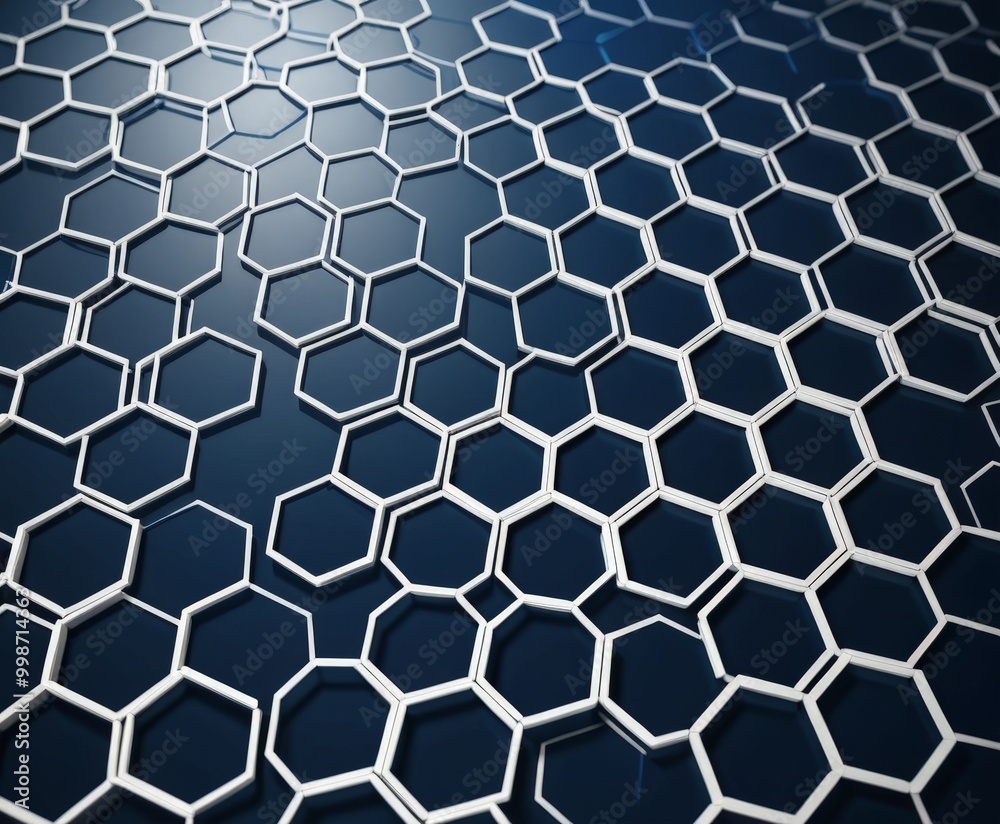 Aufkleber A close-up view repeating pattern of white hexagonal shapes on a dark blue background