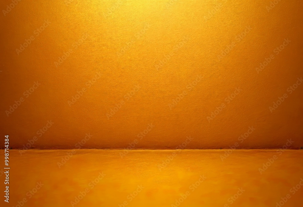 Poster a simple, flat, and empty room with a warm, golden color the walls are painted in a light brown shad