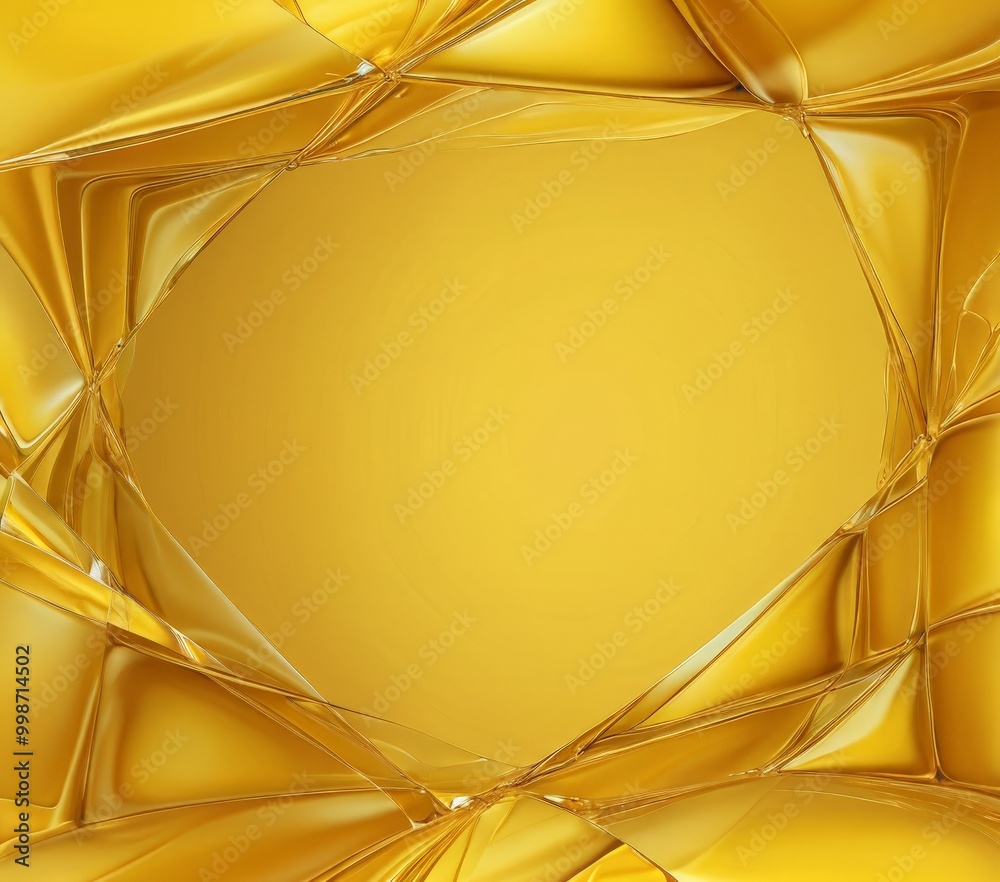 Leinwandbilder a golden, abstract background with a central, empty space surrounded by a complex, jagged pattern of intersecting lines and curves