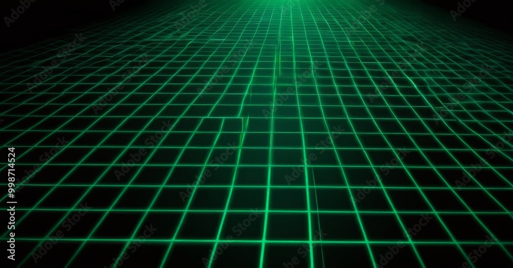 Poster A grid of glowing green lines against a black background, creating a futuristic, abstract visual effect