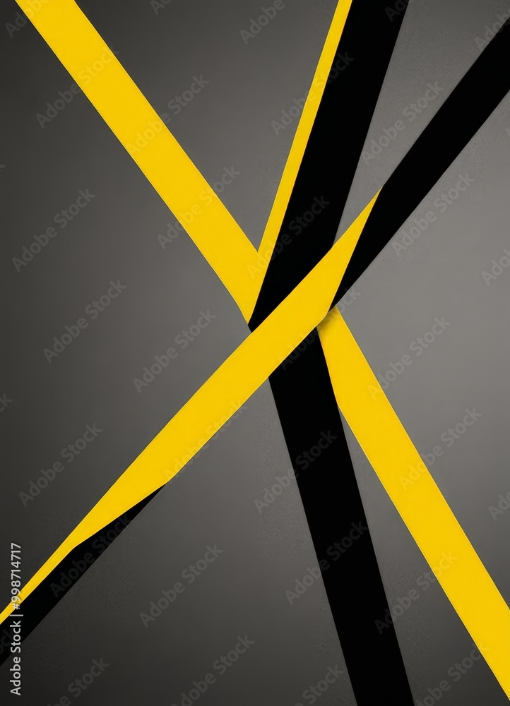 Poster a striking abstract composition of intersecting diagonal lines in varying shades of yellow and black, creating a dynamic and visually captivating pattern.