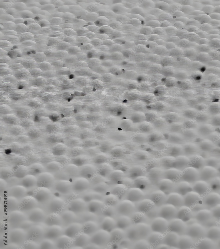 Poster a close-up view textured surface with a repeating pattern of small white spheres, resembling snow or ice crystals