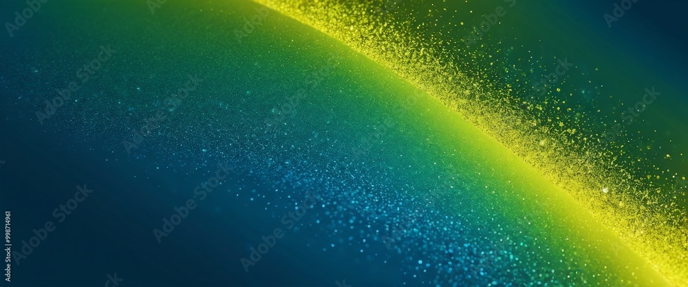 Aufkleber a vibrant abstract composition with a gradient of blue and green hues, accented by a yellow streak t
