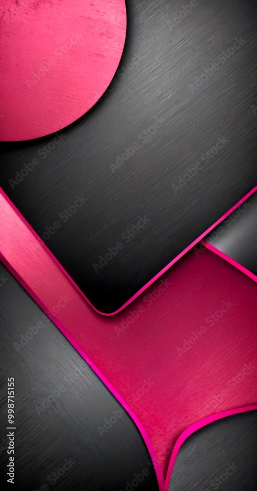 Aufkleber a striking abstract composition of overlapping shapes in shades of pink and black, with a large pink