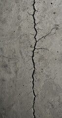 Obraz premium A close-up view concrete wall with a large crack running down the center, creating a sense of depth and texture