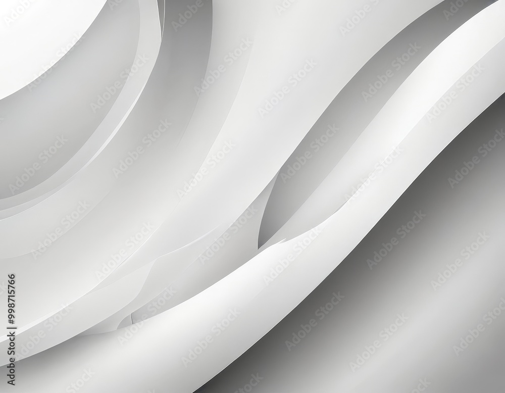 Poster Abstract white and gray background with curved lines and a gradient effect