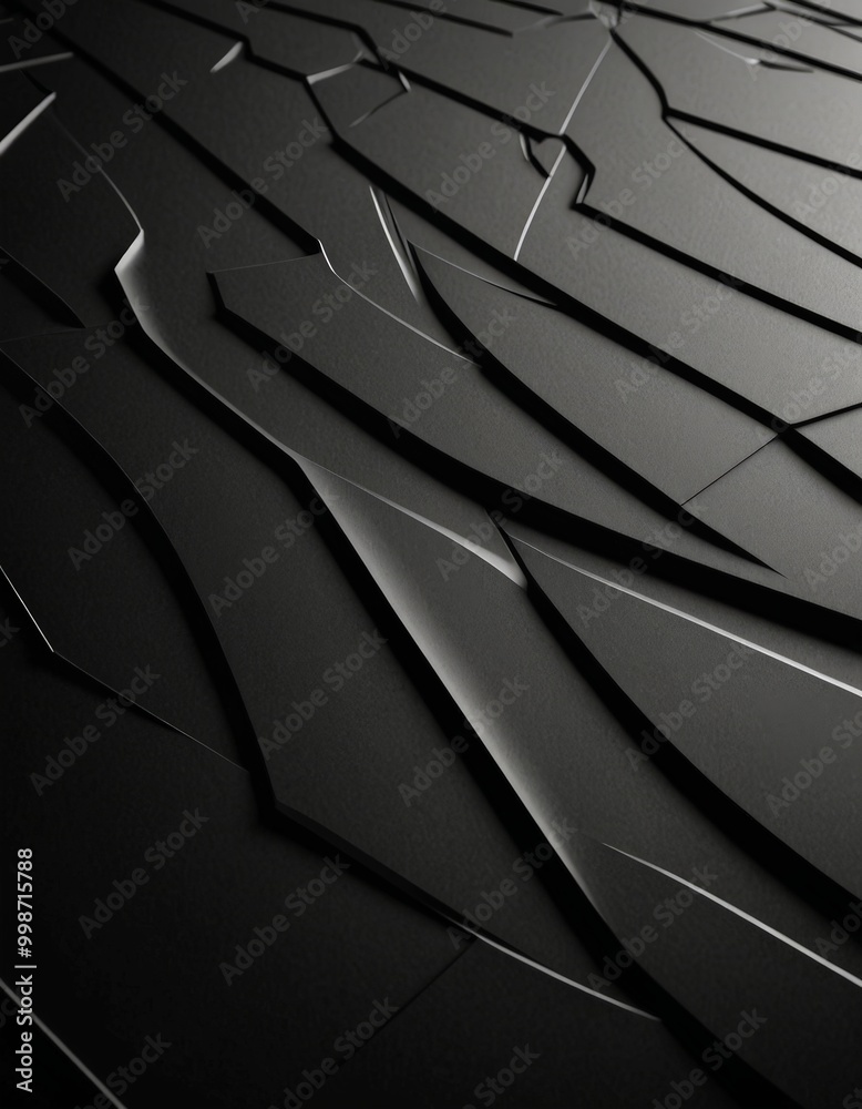 Poster a close-up view dark, textured surface with a repeating pattern of intersecting lines and curves, creating a sense of depth and movement