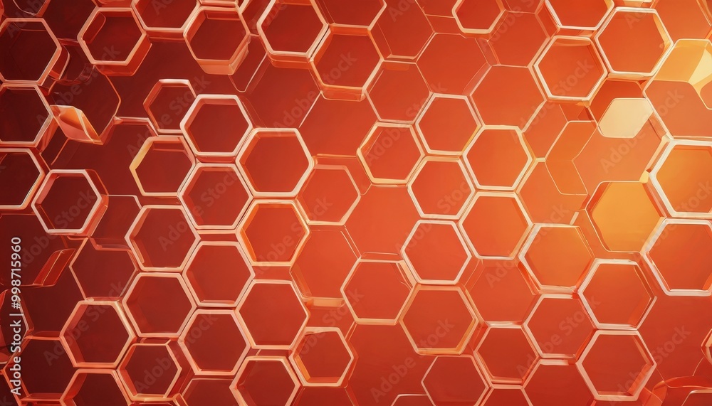 Aufkleber a repeating pattern of hexagonal shapes in varying shades of orange and brown, creating a visually striking and geometric design