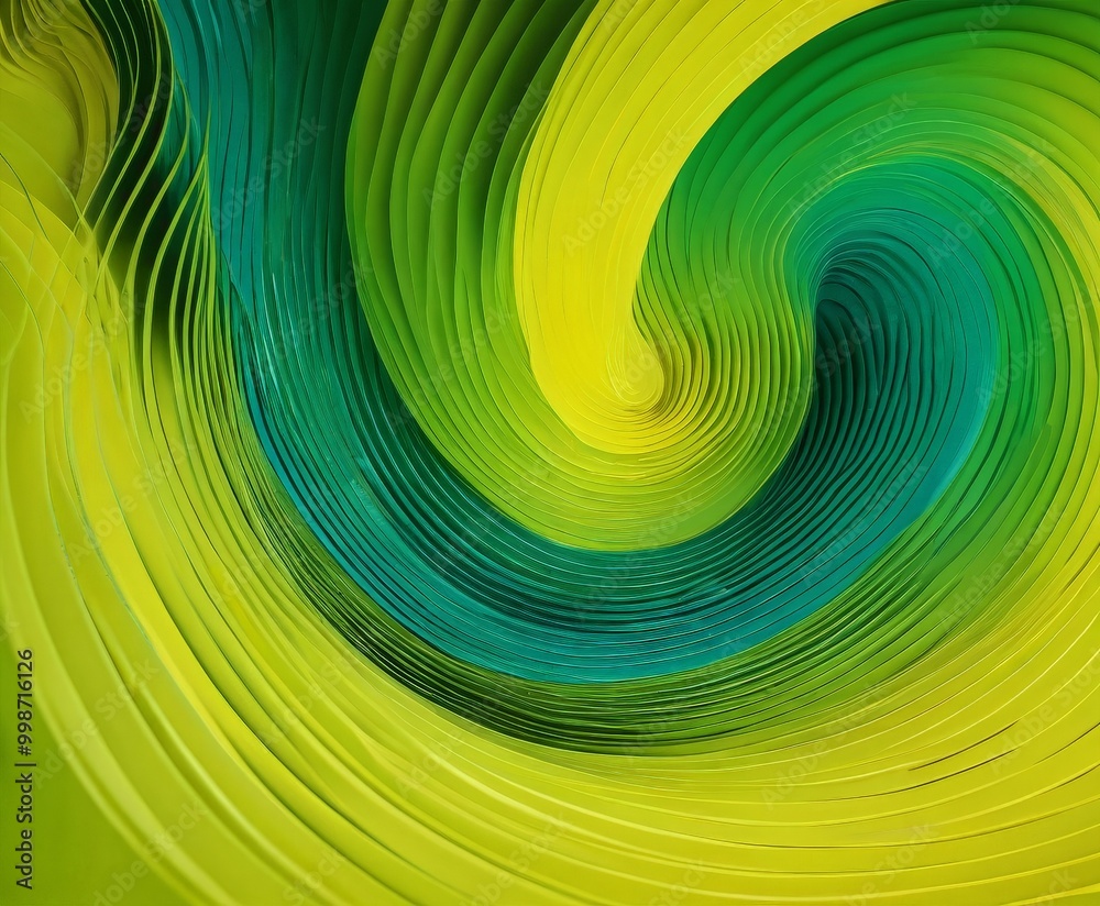 Leinwandbilder a vibrant abstract pattern composed of overlapping concentric circles in various shades of green and yellow, creating a mesmerizing swirl effect
