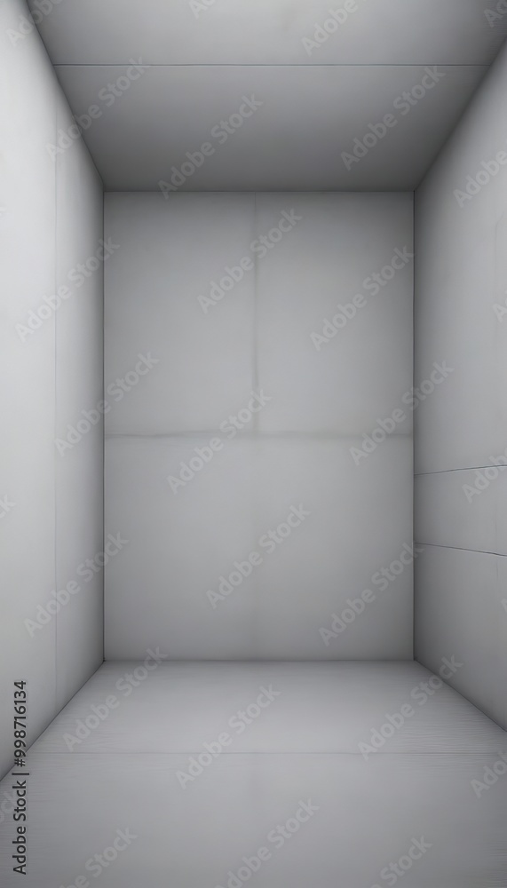 Poster a minimalist, empty room with a gray concrete floor and walls, creating a sense of spaciousness and simplicity