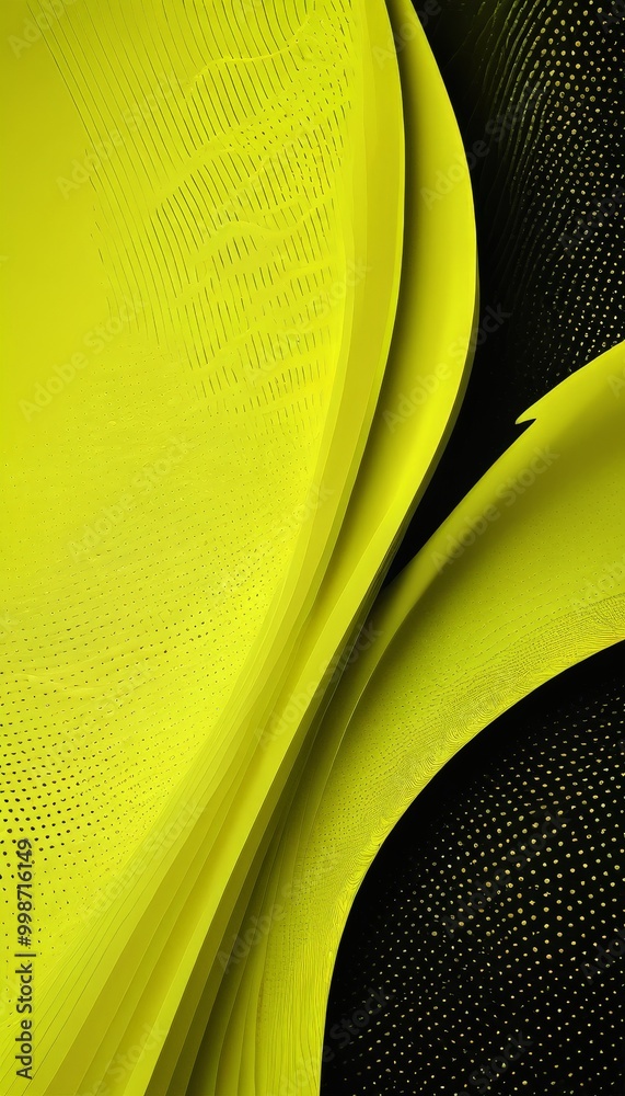 Poster a striking abstract composition of yellow and black lines and shapes, creating a dynamic and visually captivating scene