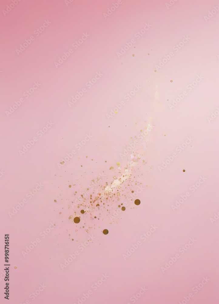 Poster A pink background with scattered gold glitter and dots, creating a dynamic and sparkling effect