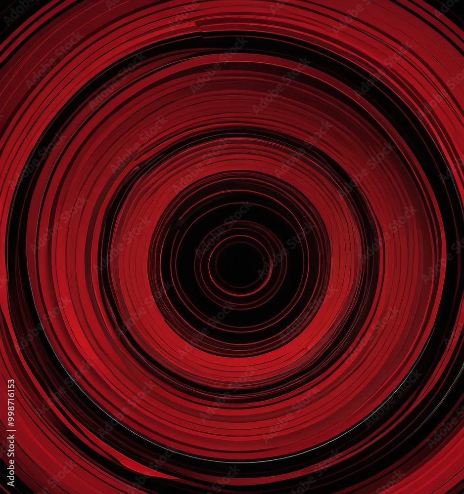 Aufkleber a striking abstract composition of concentric circles in red and black, creating a sense of depth and movement