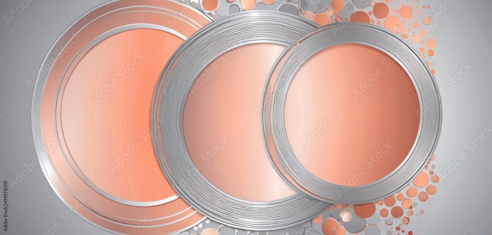 Aufkleber three overlapping circular frames in varying shades of orange and silver, with scattered orange and 