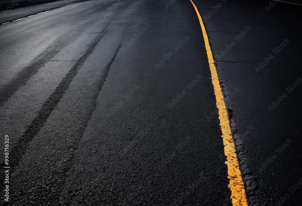 Poster a long, straight, empty road stretches out into the distance, with a yellow line running down the ce