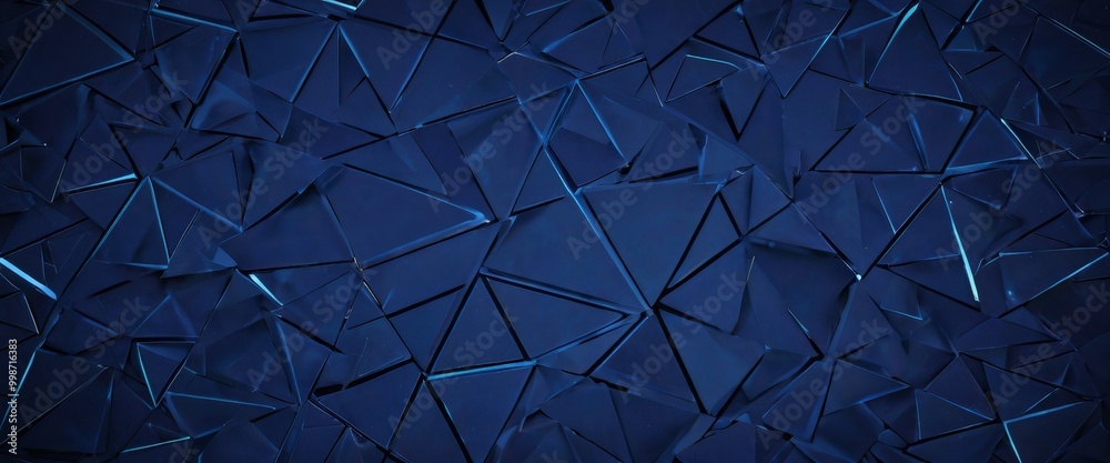 Aufkleber a dark blue abstract background composed of numerous triangular shapes, each varying in size and orientation, creating a sense of depth and complexity