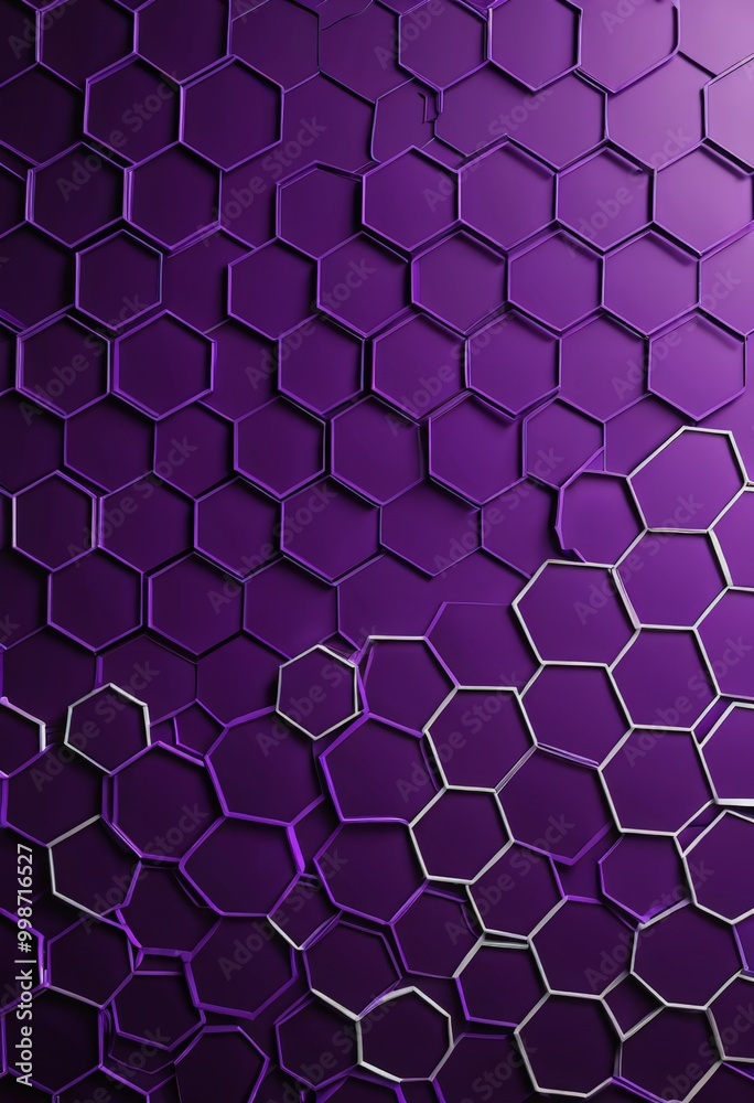 Fototapete a repeating pattern of hexagonal shapes in shades of purple and white, creating a visually striking and abstract design