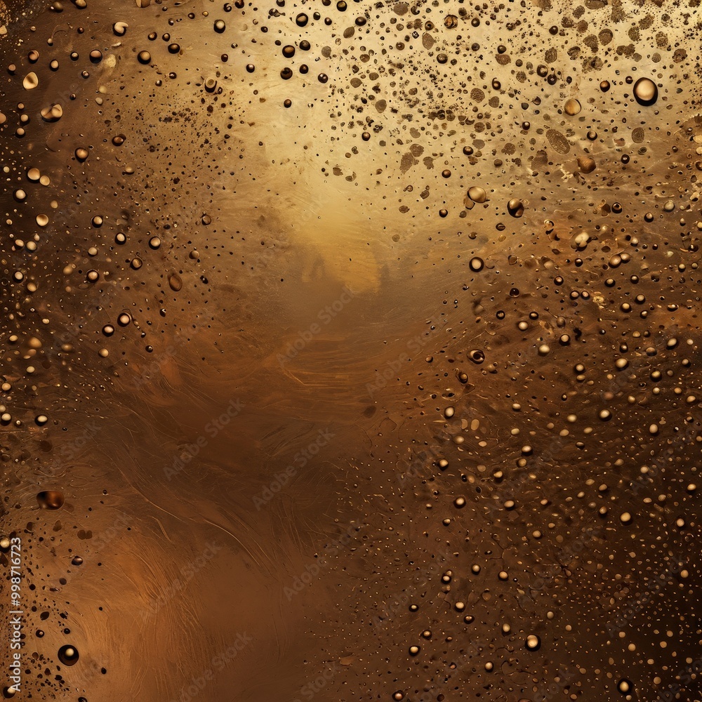 Poster a close-up view textured surface with numerous small, round droplets of water scattered across it, creating a sense of depth and movement