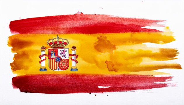 水彩画のスペインの国旗(Watercolor Spain flag.)
