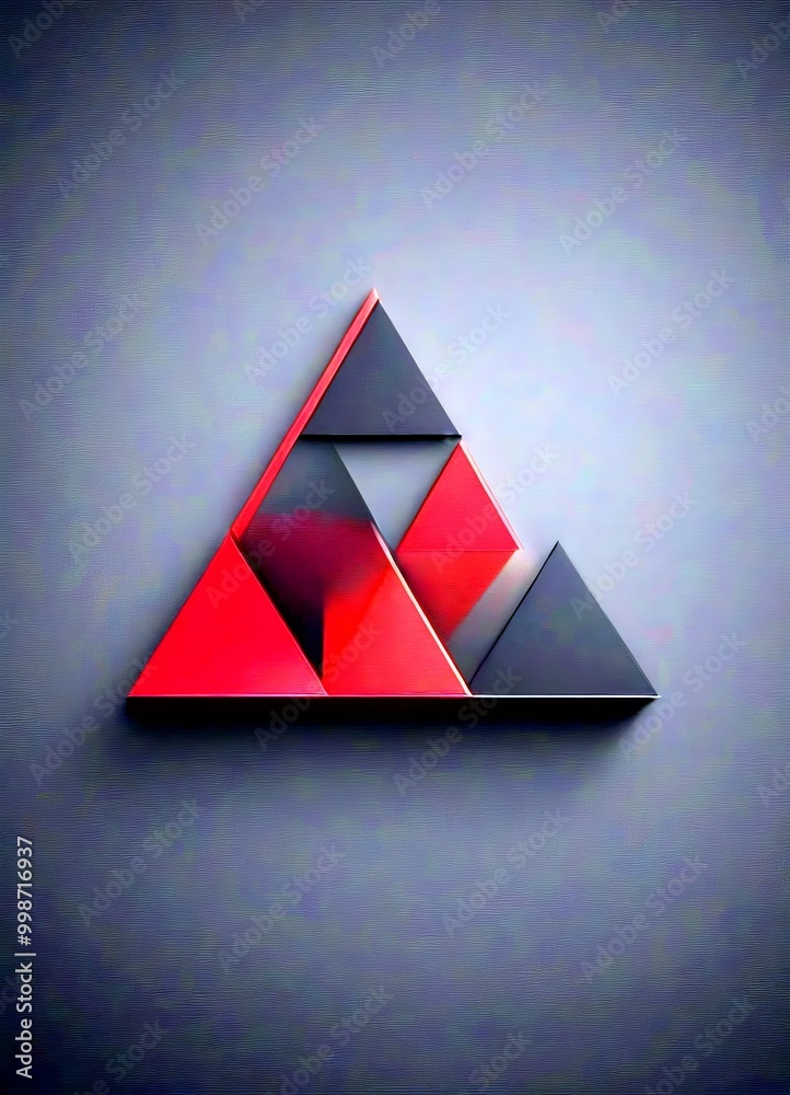 Aufkleber A geometric pattern consisting of red and black triangles arranged in a triangular formation against a dark background