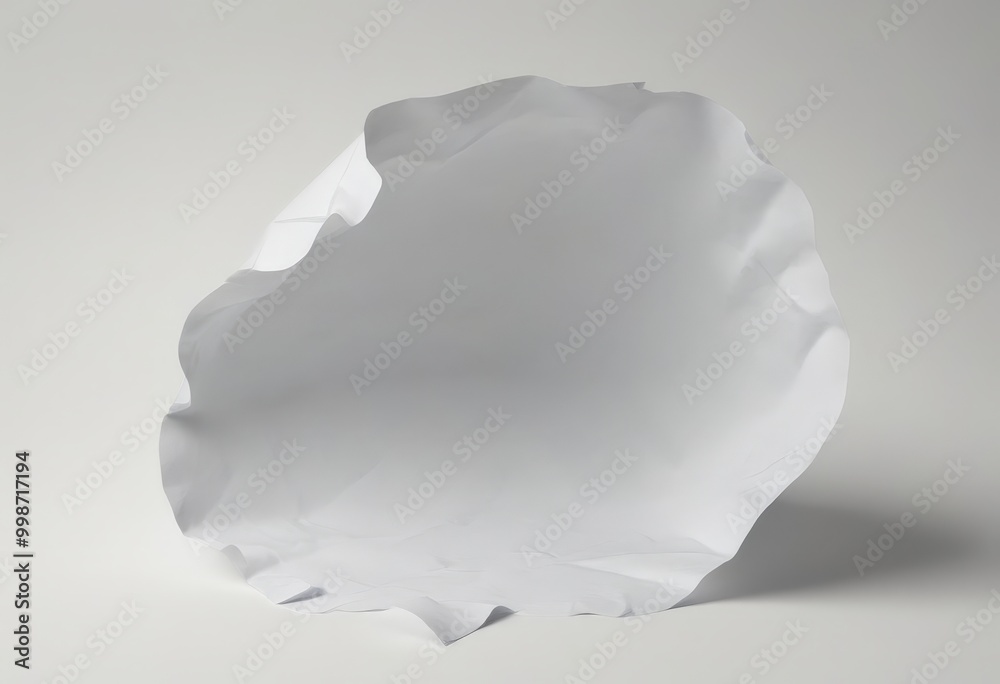 Leinwandbilder A white paper sheet is crumpled and tilted to the right, creating a dynamic and abstract composition against a plain white background