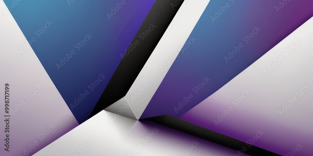 Aufkleber a geometric abstract composition with intersecting lines and triangles in various shades of blue, purple, and white
