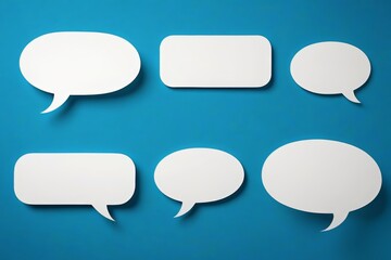a set of four white speech bubbles on a blue background