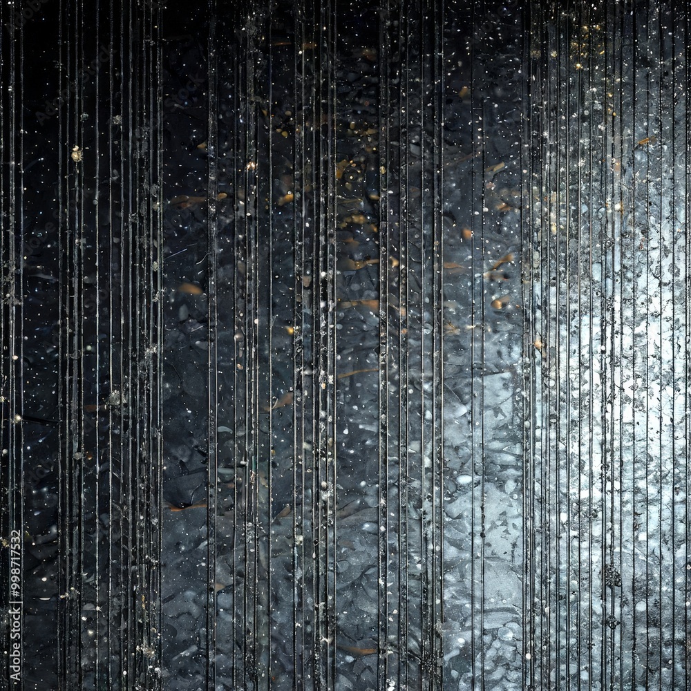 Aufkleber a dark, textured surface with vertical lines and small, scattered specks of light, creating a sense of depth and movement