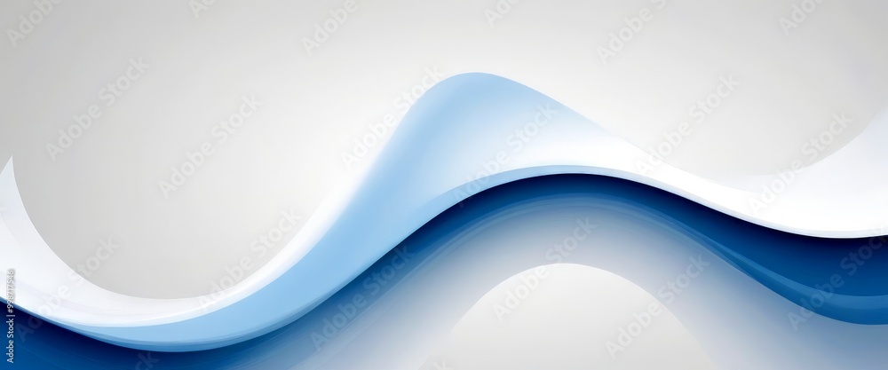 Poster a minimalist design with a gradient of blue and white colors, creating a sense of movement and fluid
